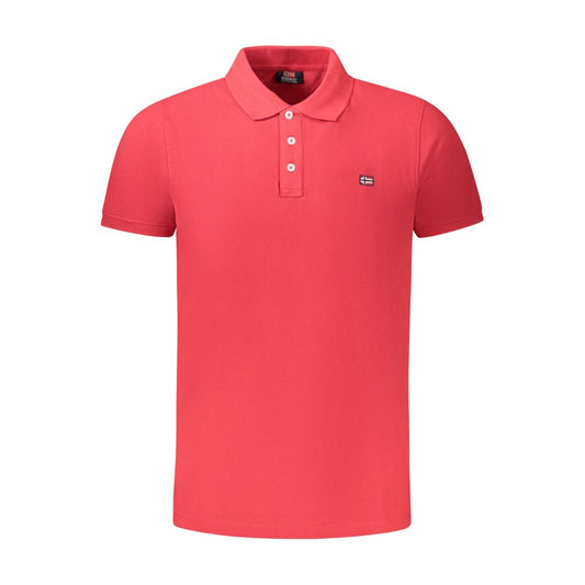 Norway 1963 Red Cotton Polo Shirt with short sleeves, 3 buttons, and logo application on the chest.