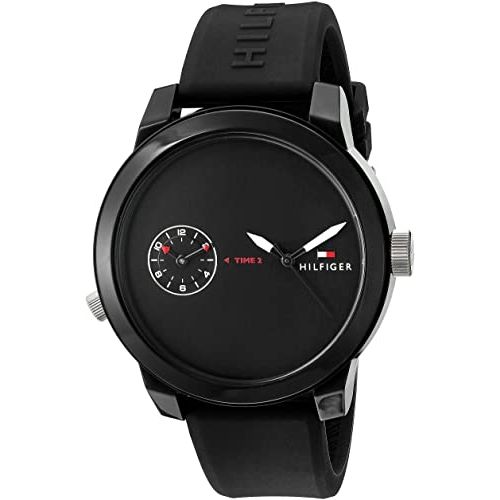 TOMMY HILFIGER Mod. 1791326, quartz analog gent's watch, 44mm case, 3 ATM water resistant, black dial, mineral material, official box included.