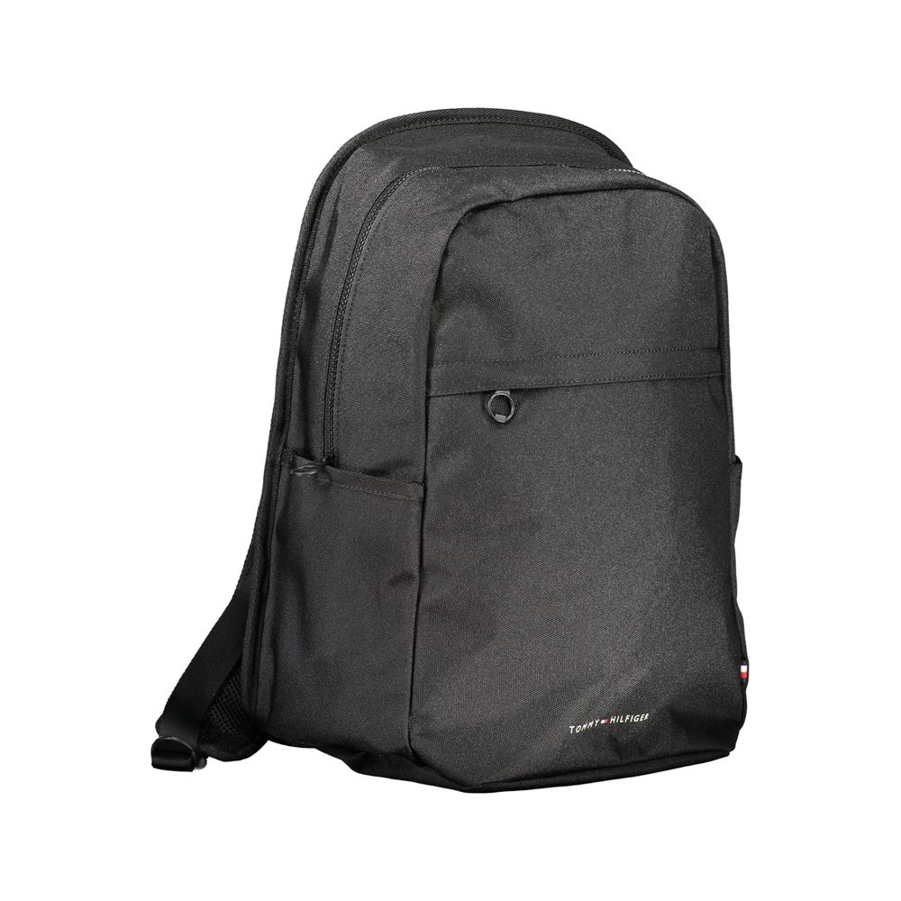 Tommy Hilfiger Black Polyester Backpack with adjustable straps and multiple pockets