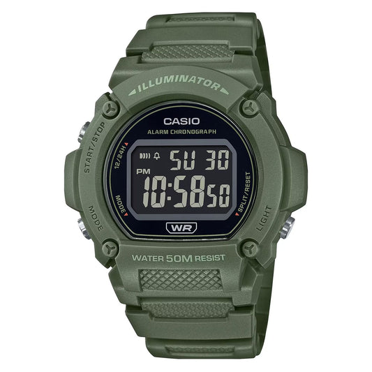 CASIO TIMELESS COLLECTION Mod. SPORT- ILLUMINATOR. WR 50M. ALARM. CHRONOGRAPH - ARMY GREEN - COLORED SERIE WATCHES