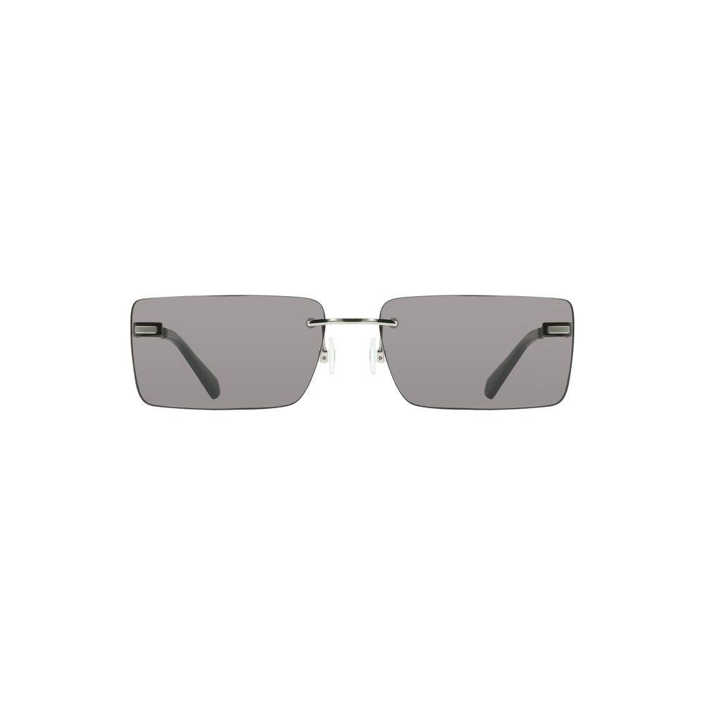 Calvin Klein black metal women sunglass with rectangular smoky-tinted lenses and sleek frame for a bold, sophisticated look.