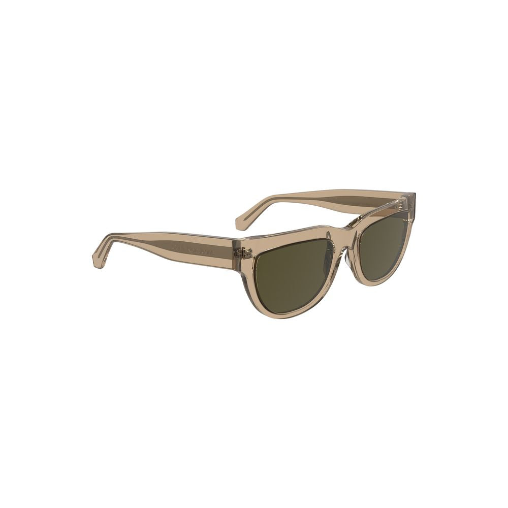 Calvin Klein brown acetate women's sunglasses with sleek square lenses, offering sophisticated style and UV protection.