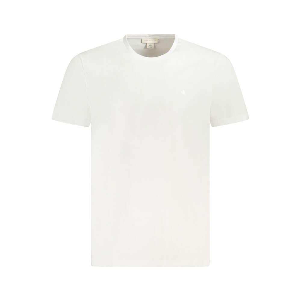 Calvin Klein white cotton t-shirt, short sleeve, crew neck, with embroidered logo. Ideal for casual wear.