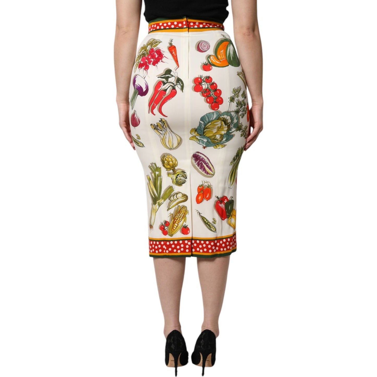 Dolce & Gabbana Multicolor High Waist Pencil Cut Midi Skirt