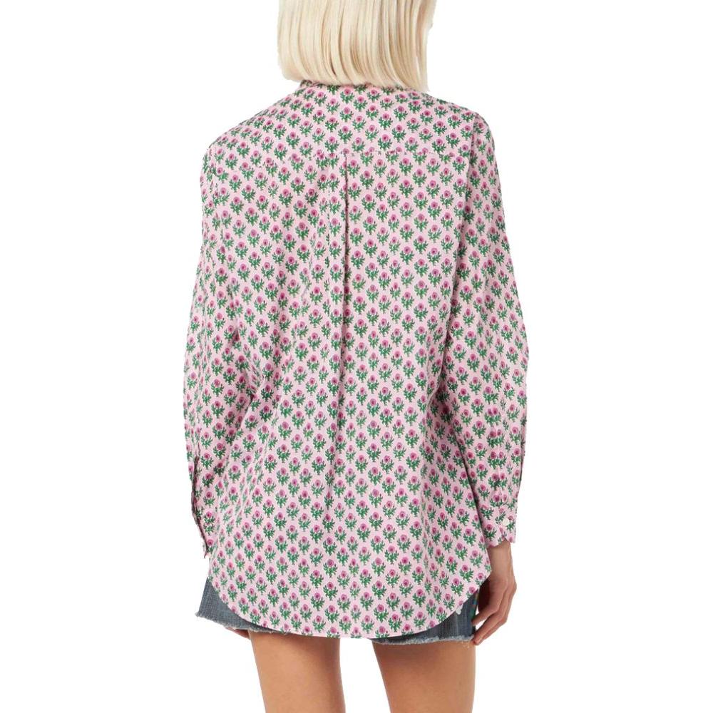 Back view of MC2 Saint Barth pink cotton shirt with floral print and buttoned cuffs