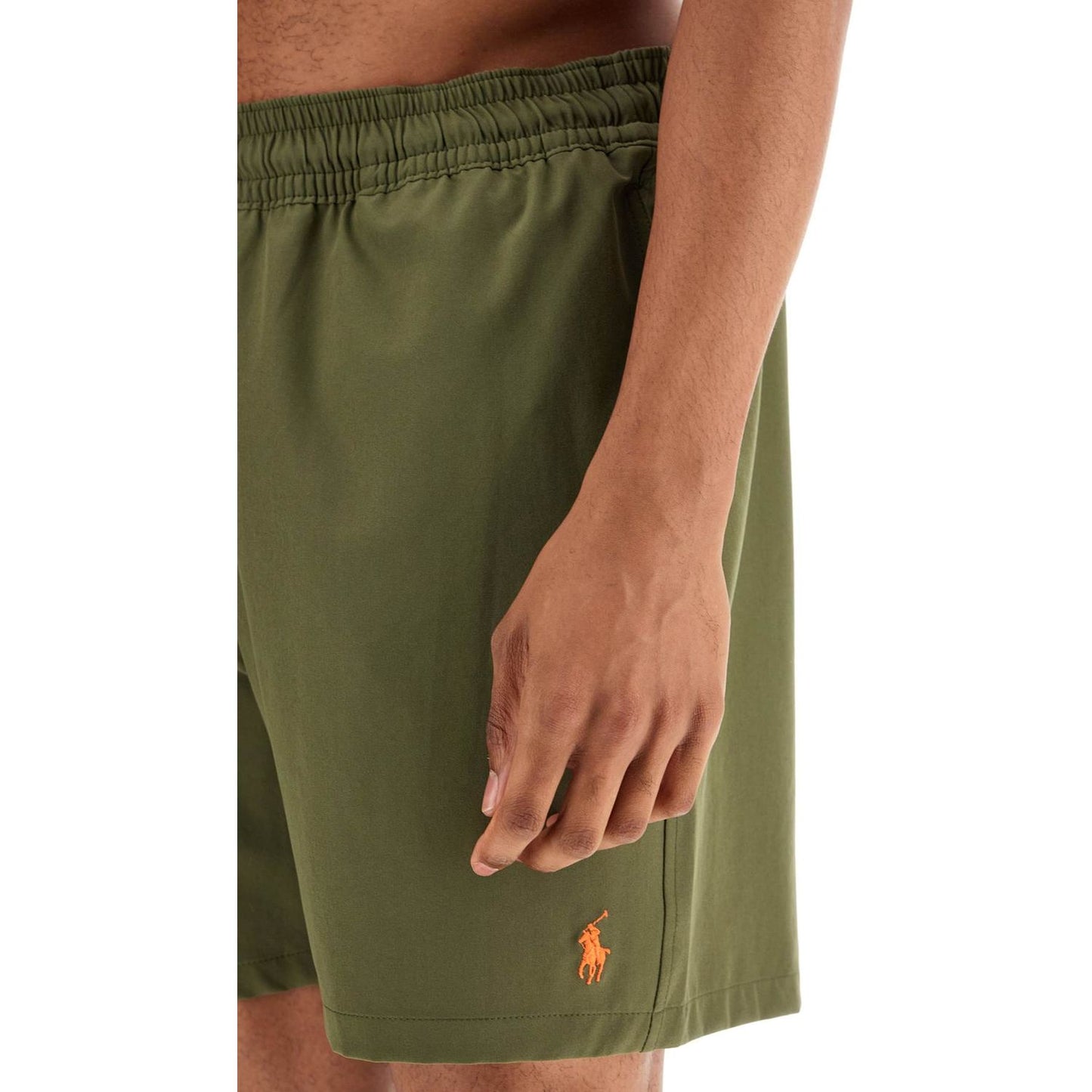 Polo Ralph Lauren olive green swim trunks in recycled polyester with embroidered logo