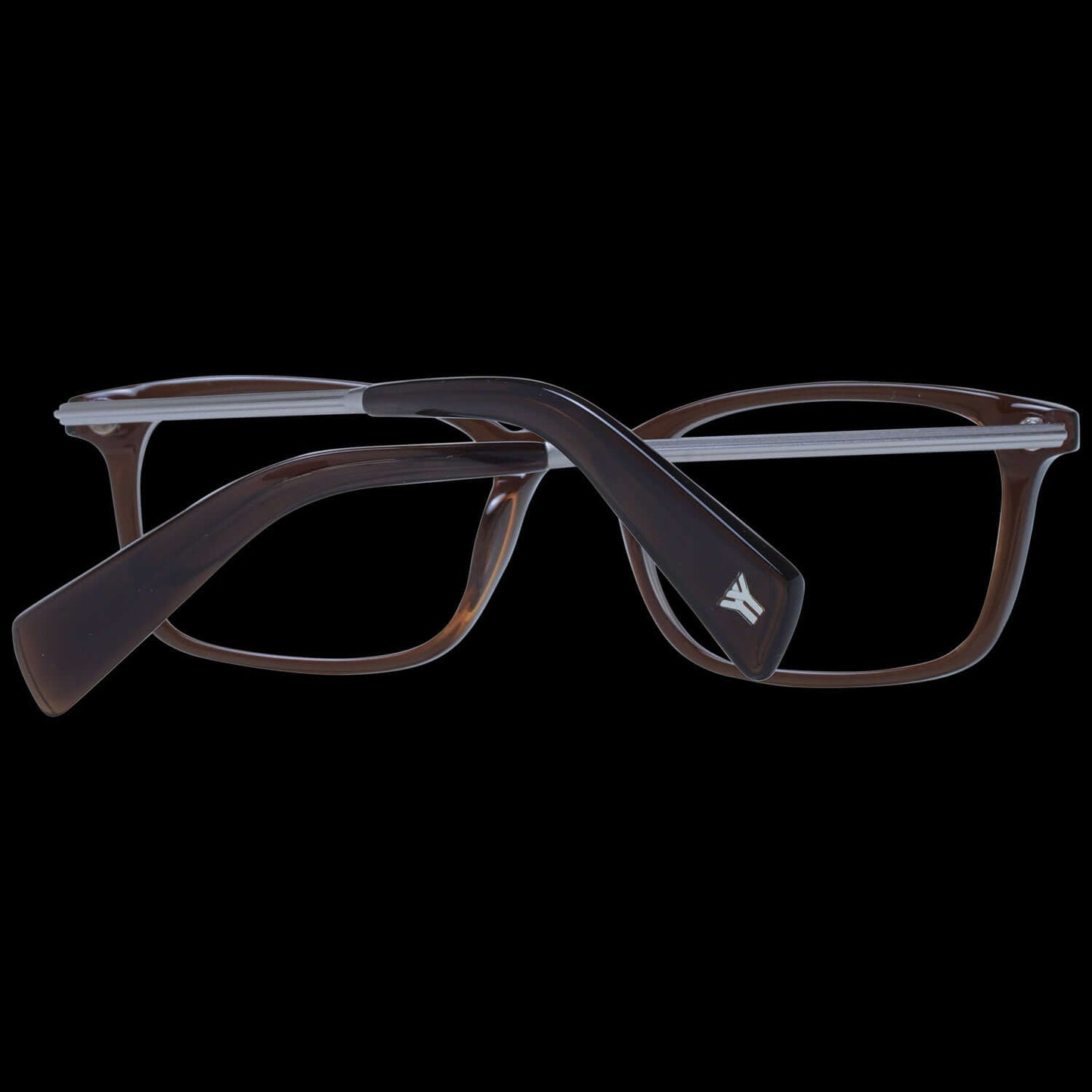 Yohji Yamamoto Mod. YY1007 51118 unisex eyeglasses with sleek brown rectangular frame and subtle logo on the arms, side view.