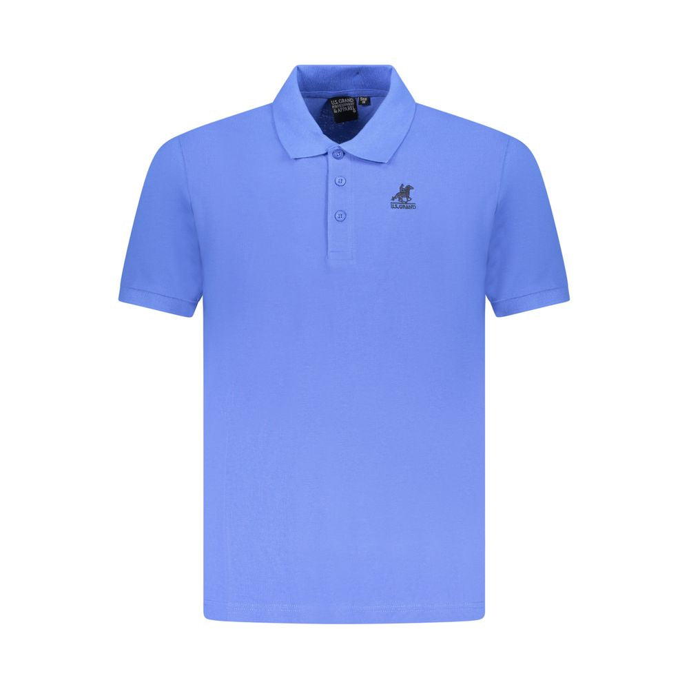 U.S. Grand Polo Blue Cotton Men's Polo Shirt with Iconic Embroidery, Short Sleeves, Casual Luxury