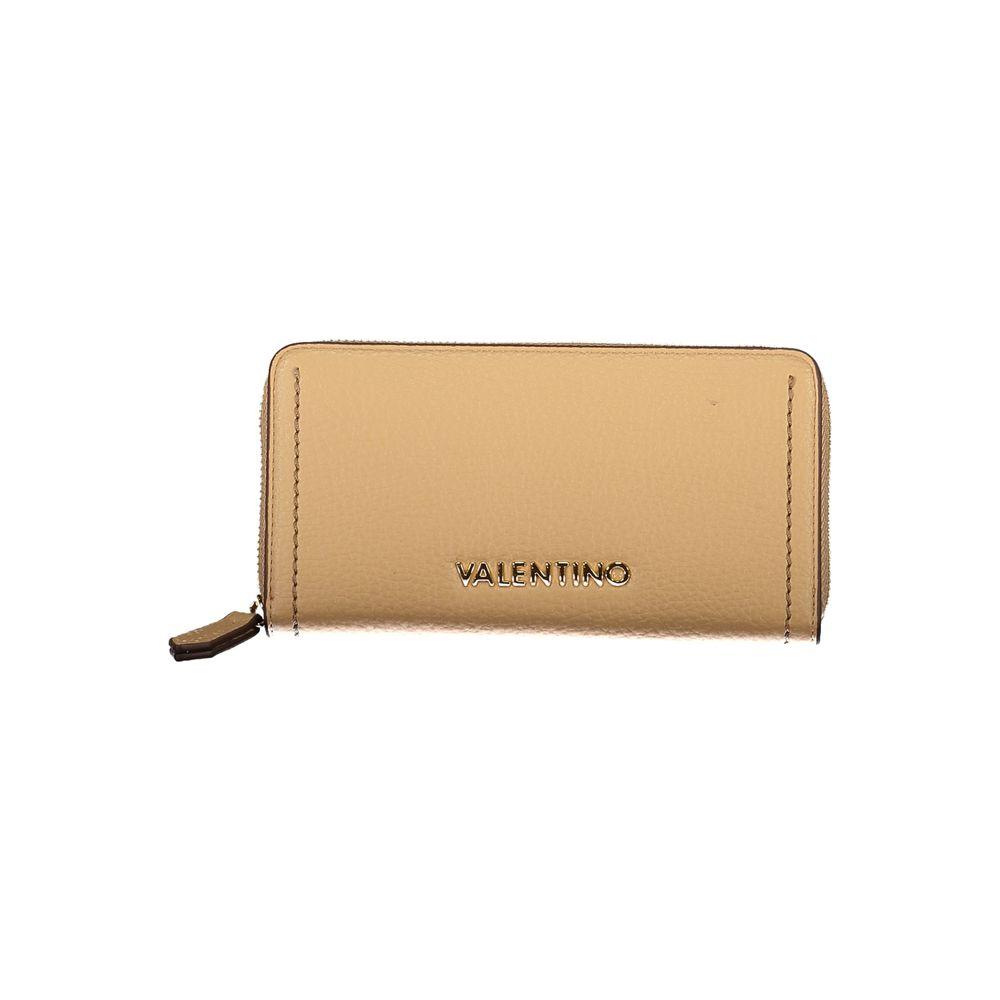 Valentino Bags Beige Polyethylene Women's Wallet with logo and spacious compartments, perfect for stylish organization.