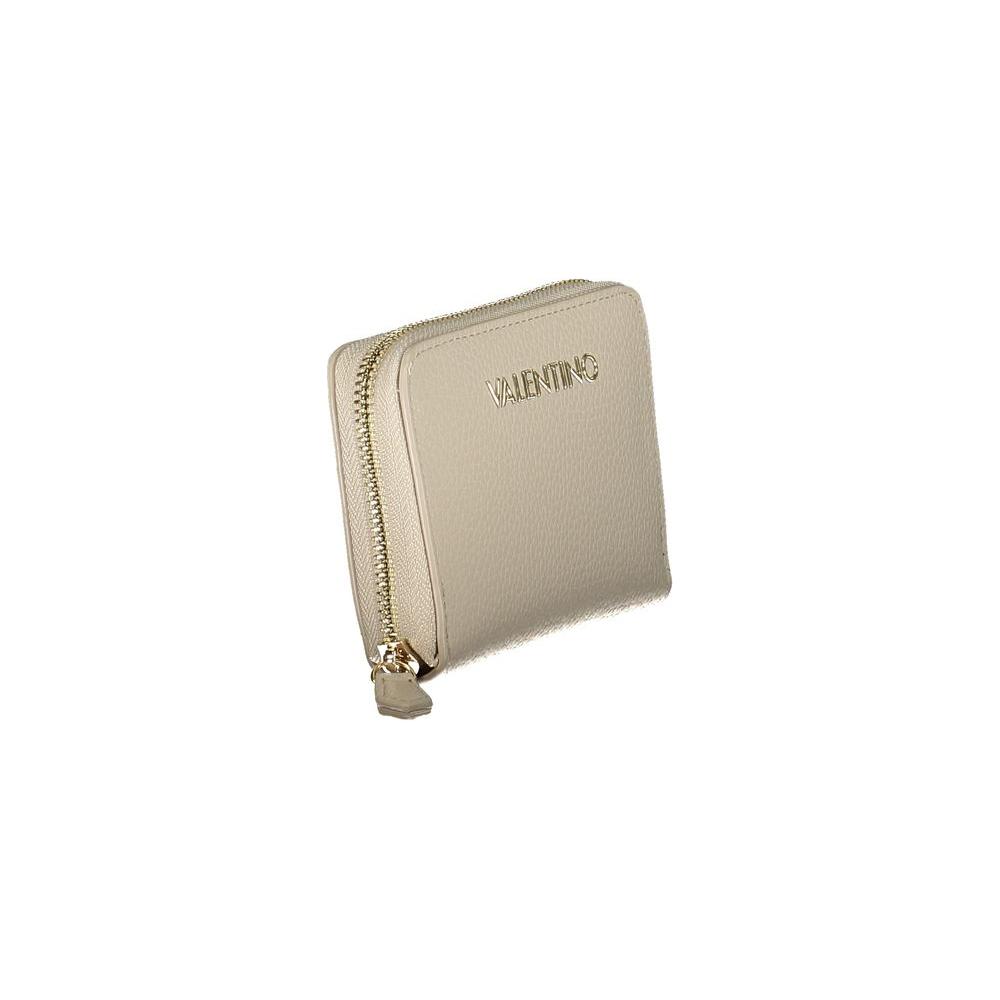 Valentino Bags brown polyethylene women's wallet with six compartments and logo, luxury accessory for organized storage.