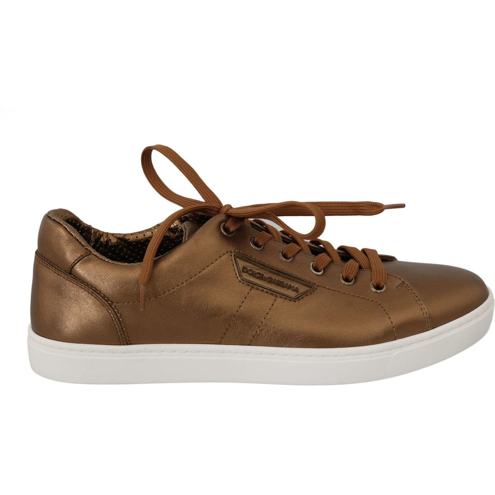 Dolce & Gabbana Gold Leather Mens Casual Sneakers MV2363-39