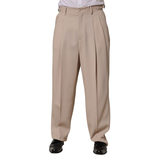 Dolce & Gabbana Beige Stretch Straight Men Dress Trouser Pants