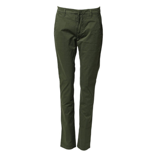 Dondup Dark Green Cotton Stretch Skinny Chino Trouser Pants