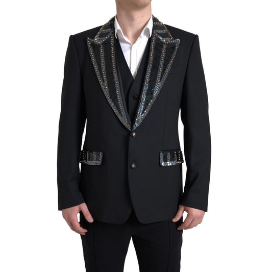 Dolce & Gabbana Black Wool Two-Piece Suit