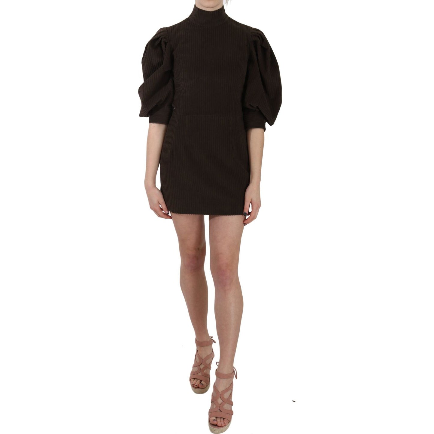 Dolce & Gabbana Brown Corduroy Bodycon Cotton Mini Dress