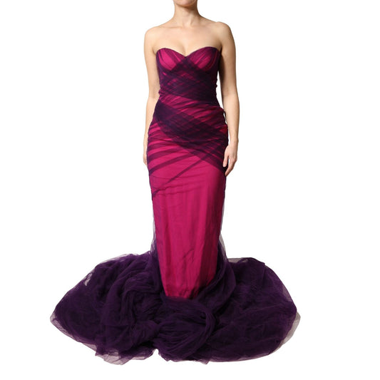 Dolce & Gabbana Pink Black Strapless Sheath Mermaid Dress
