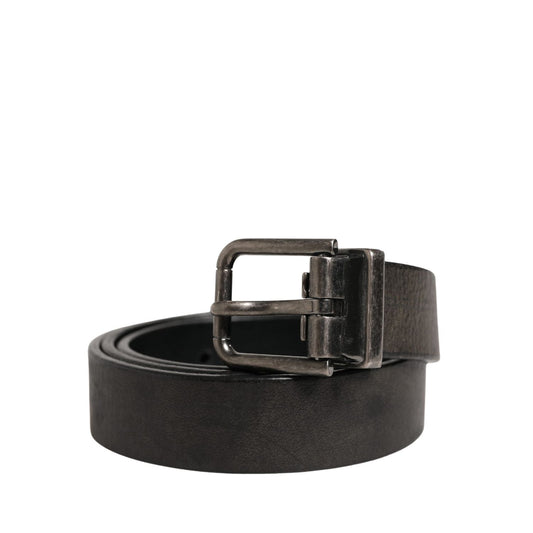 Dolce & Gabbana Men Black Classic Leather Metal Buckle Belt