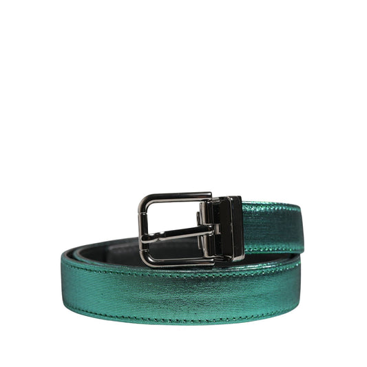 Dolce & Gabbana Men Green Lurex Polyester Metal Buckle Belt