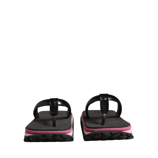 Dolce & Gabbana Multicolor Rubber Chunky Flip Flop Shoes