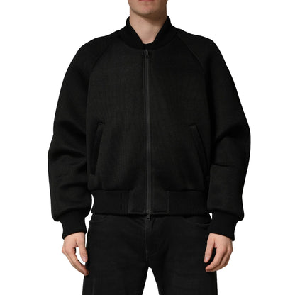 Dolce & Gabbana Men Black Nylon Full Zip Bomber Jacket