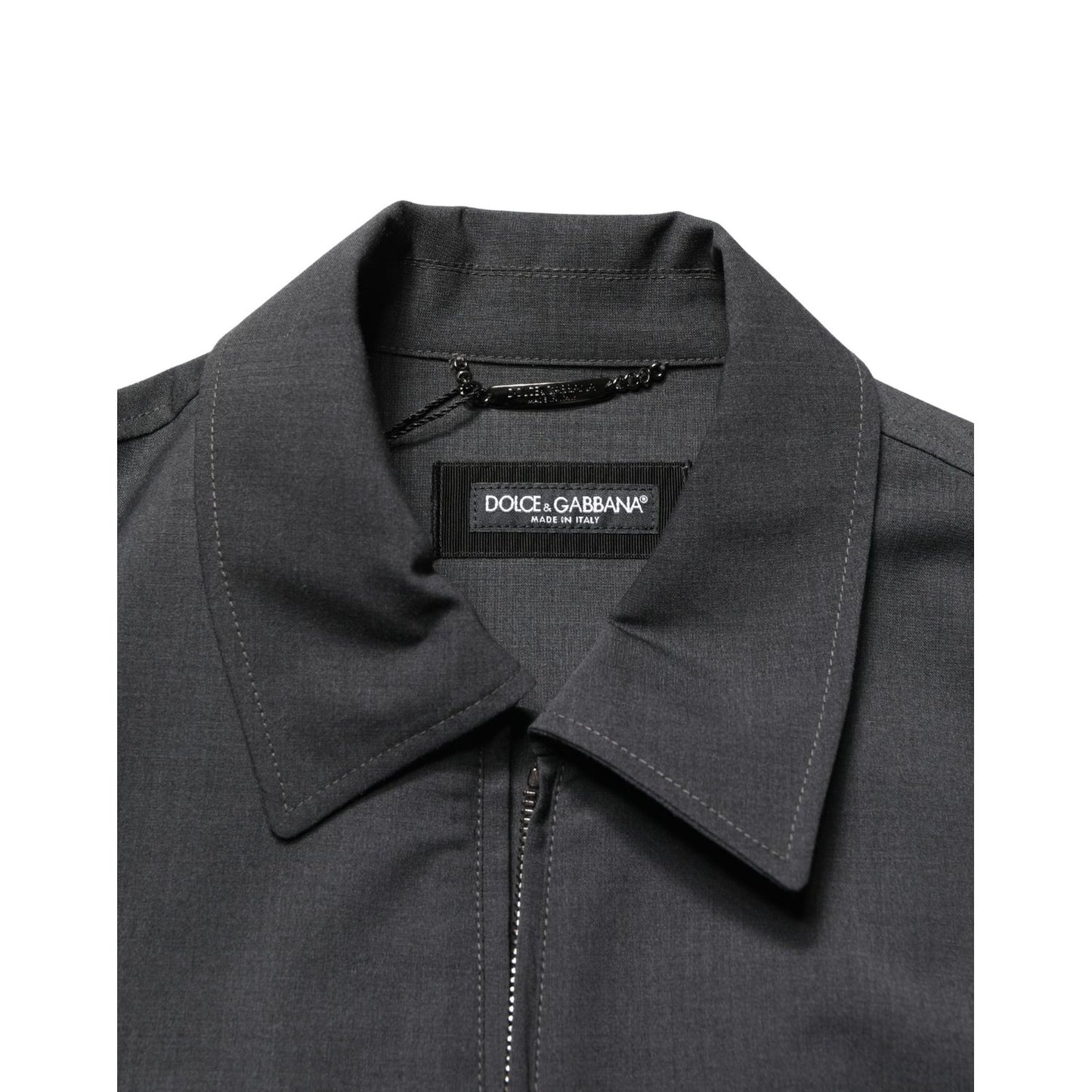 Dolce & Gabbana Black Wool Logo Full Zip Men Bomber Jacket