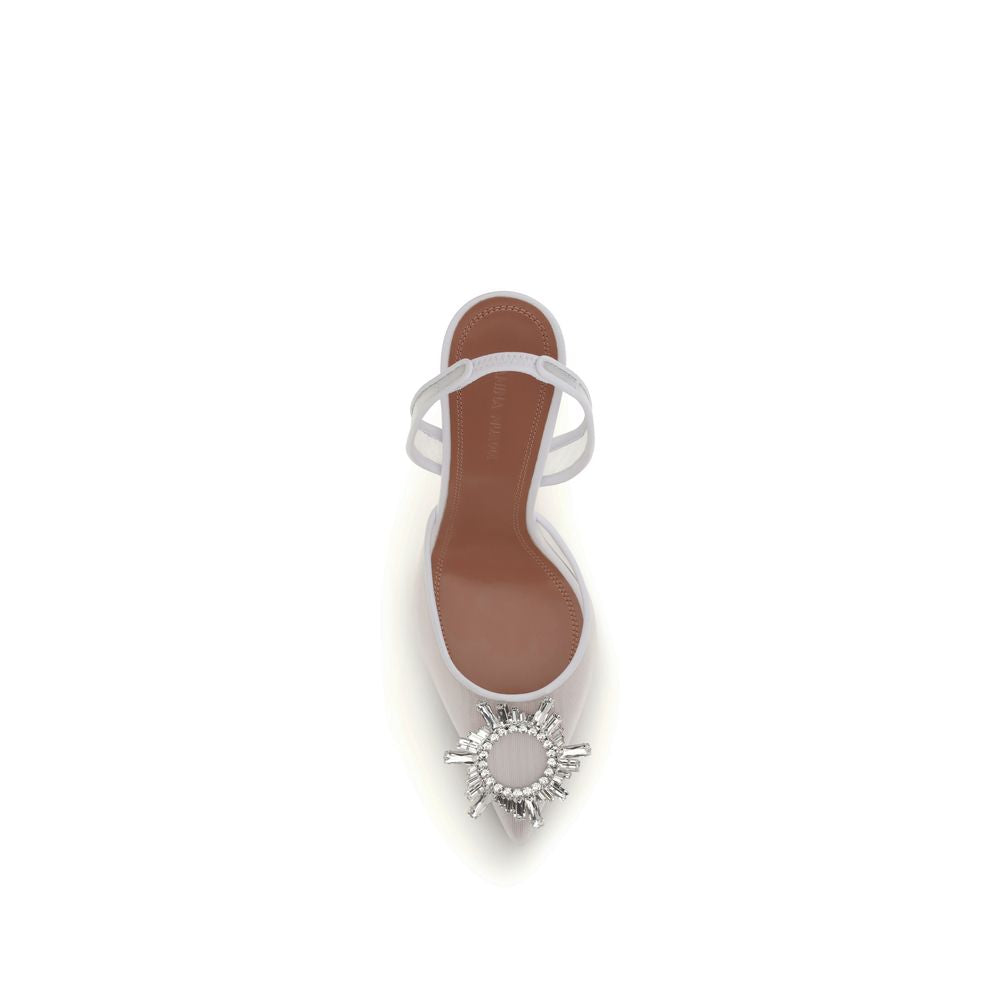Amina Muaddi White Nylon Platform Pumps