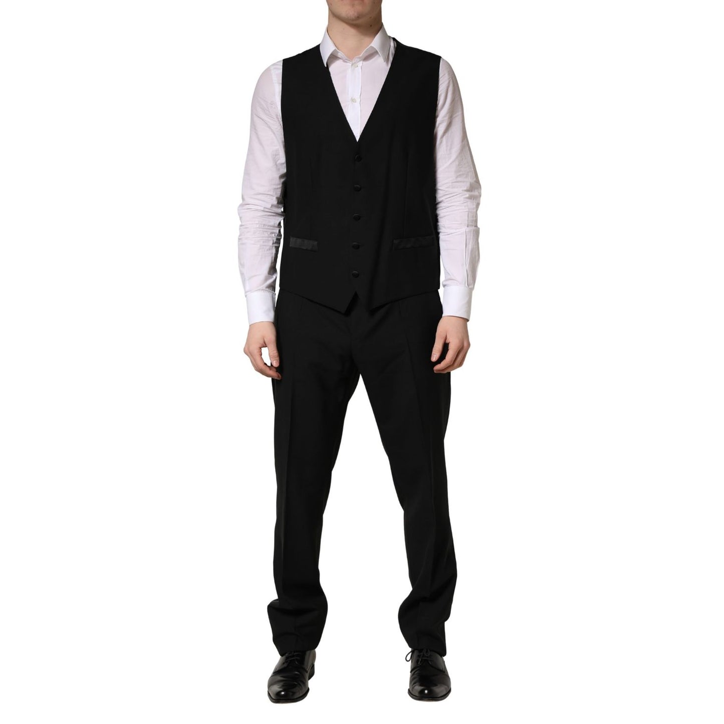 Dolce & Gabbana Black Wool Silk Saxophone Slim Fit 3Pc Suit