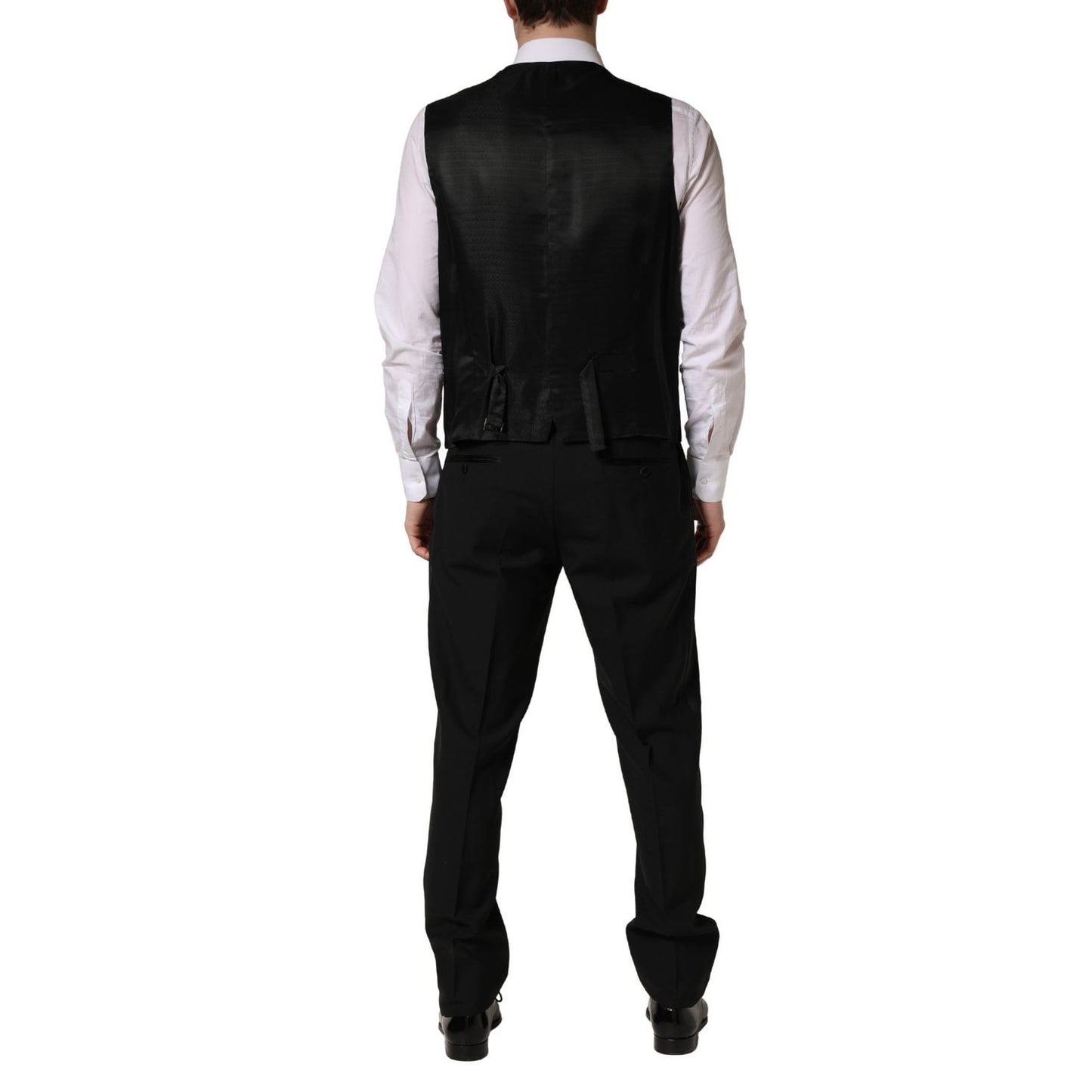 Dolce & Gabbana Black Wool Silk Saxophone Slim Fit 3Pc Suit