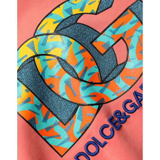 Dolce & Gabbana Pink Graphic Crew Neck Cropped Sweatshirt Sweater