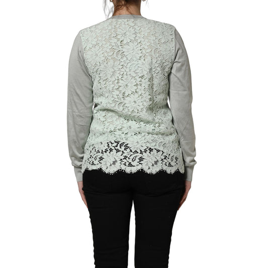 Dolce & Gabbana Green Button Down Silk Long Sleeve Cardigan Sweater