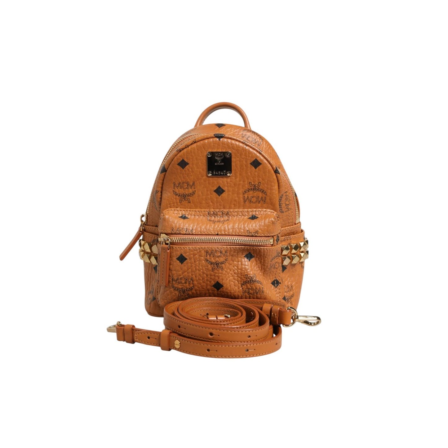 MCM Stark Mini Backpack in Visetos Cognac