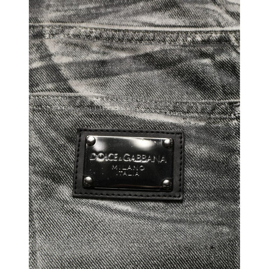 Dolce & Gabbana Grey Washed Mid Waist Straight Denim Jeans
