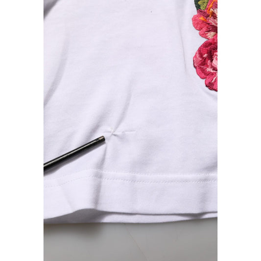 Dolce & Gabbana White DG Floral Cotton Jersey Crop T-shirt