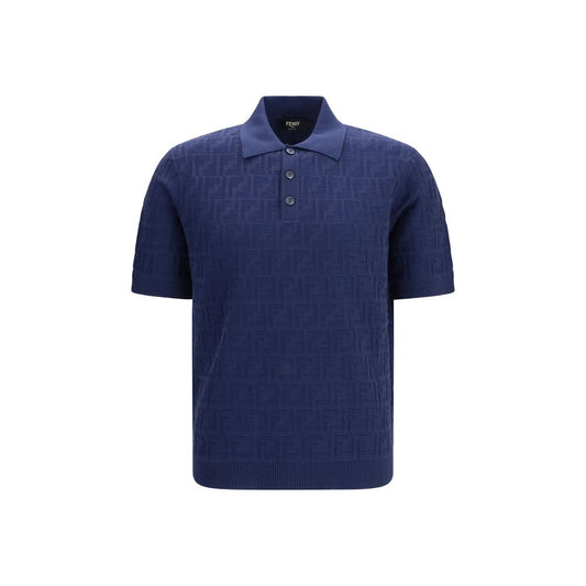 Fendi Blue Cotton Polo Shirt