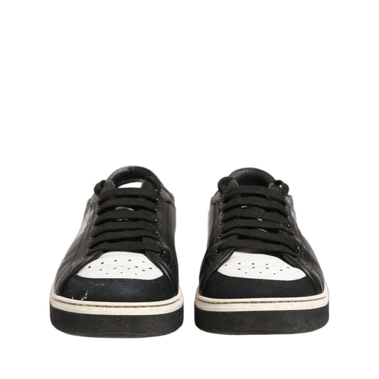 Dolce & Gabbana Black Leather Crown Milano Men Sneakers Shoes