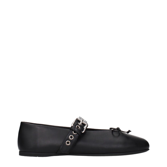 Miu Miu Black Leather Ballet Flats