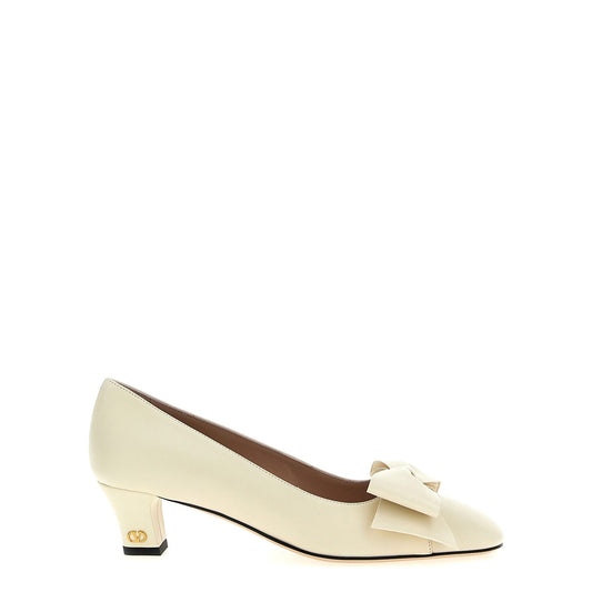 Valentino Garavani White Goatskin Mid Heel Pumps