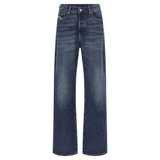 Diesel Blue Cotton Straight-Leg Jeans