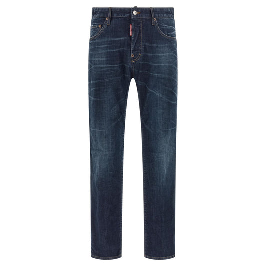 Dsquared² Blue Cotton Straight-Leg Jeans