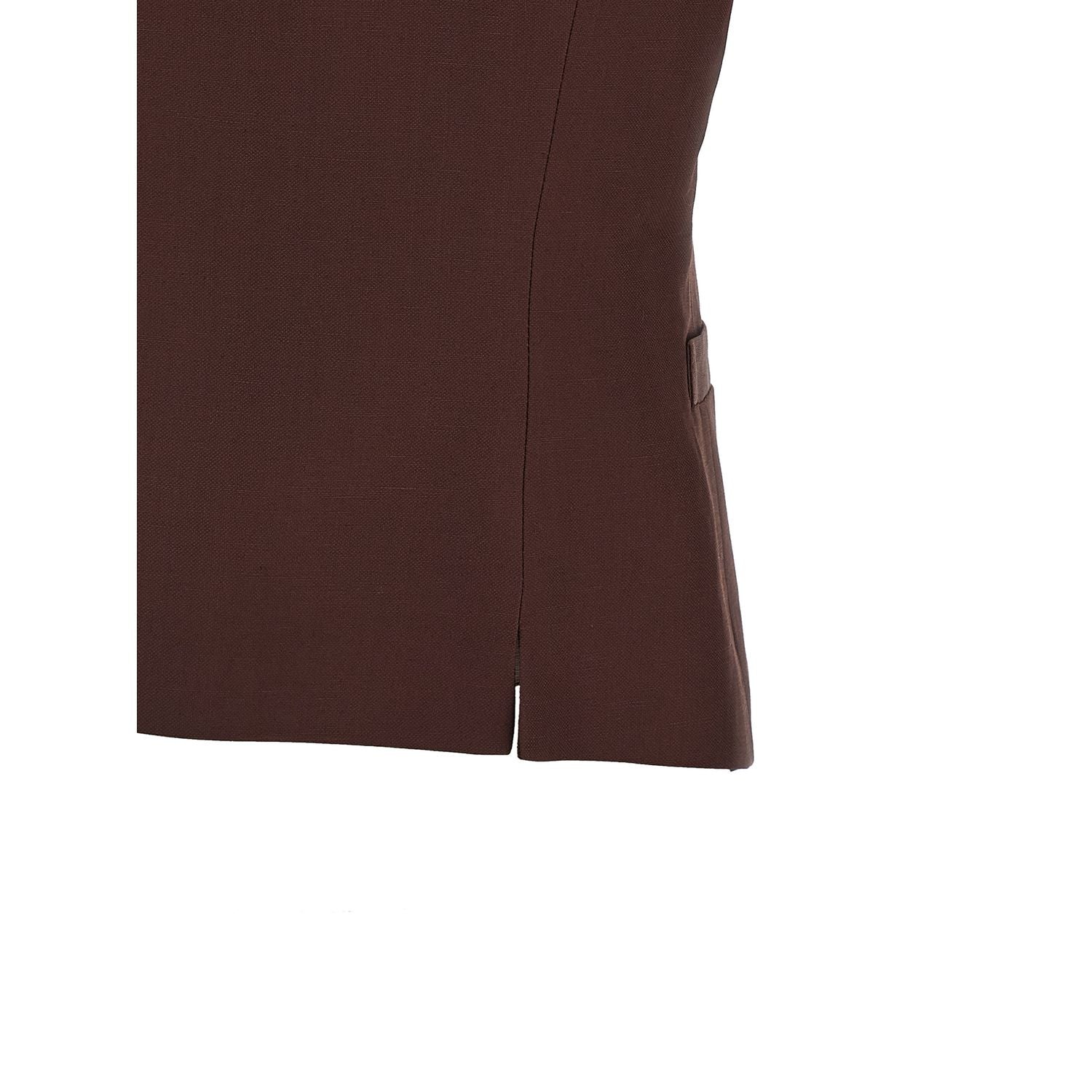 Alberto Biani Brown Viscose Sleeveless Jacket