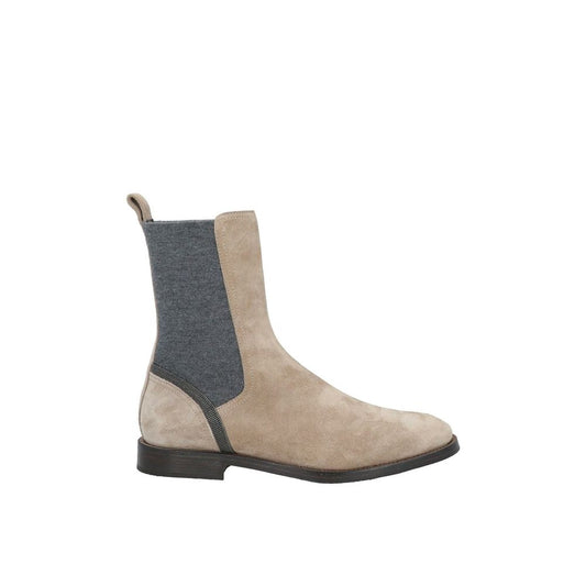 Brunello Cucinelli Beige Leather Chelsea Boots