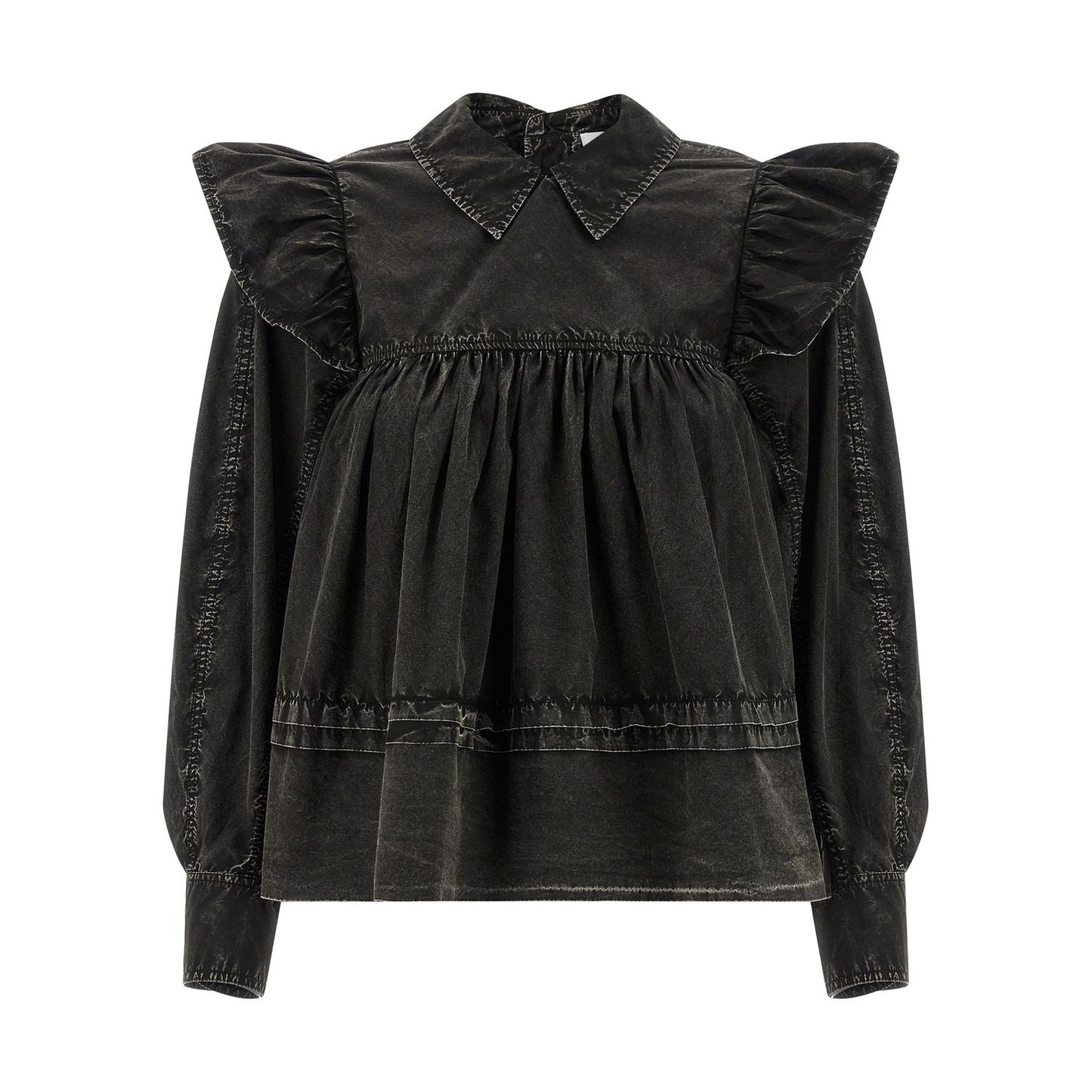 Ganni Black Organic Cotton Blouse