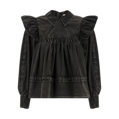 Ganni Black Organic Cotton Blouse