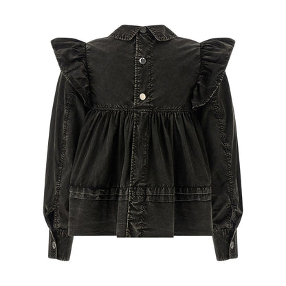 Ganni Black Organic Cotton Blouse