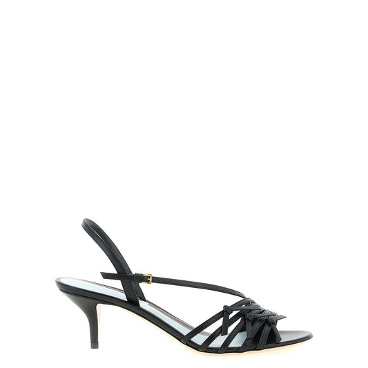 Valentino Garavani Black Calfskin Stiletto Heel Sandals