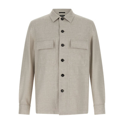 ZEGNA Gray Linen Blouse