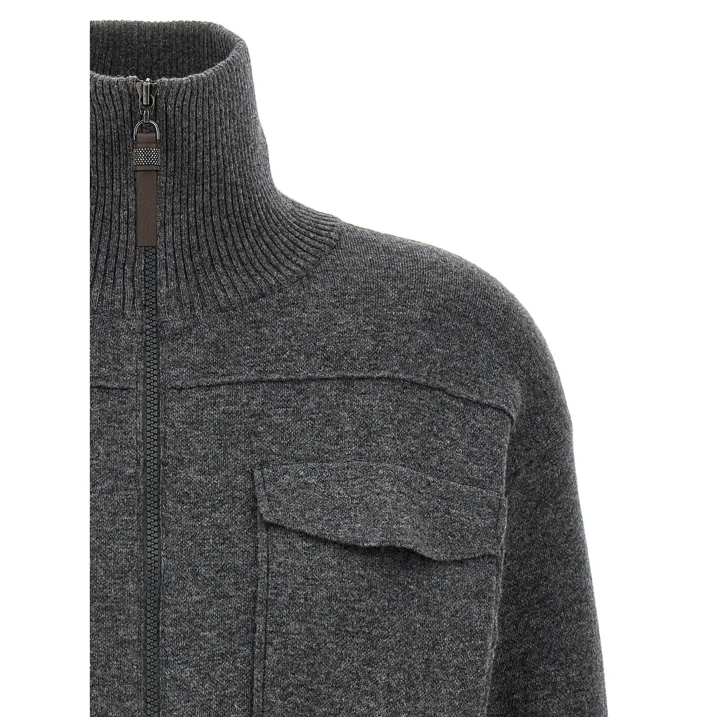 Brunello Cucinelli Gray Cashmere Cardigan
