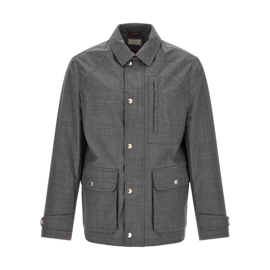 Brunello Cucinelli Gray Virgin Wool Full-Length Jacket
