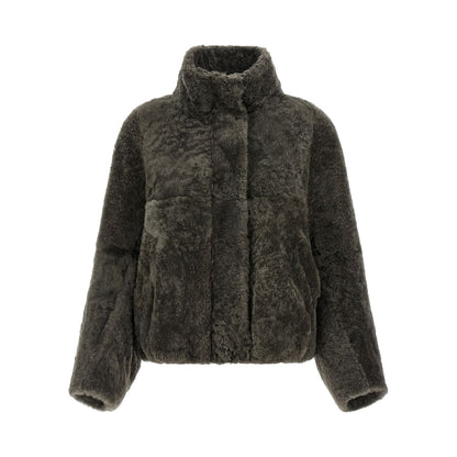 Brunello Cucinelli Gray Lamb Leather Full-Length Jacket