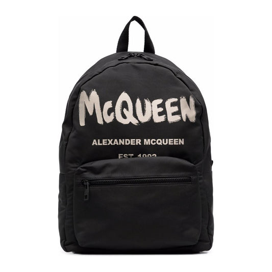 Alexander McQueen Graffiti Metropolitan Backpack Backpacks Alexander Mcqueen Black
